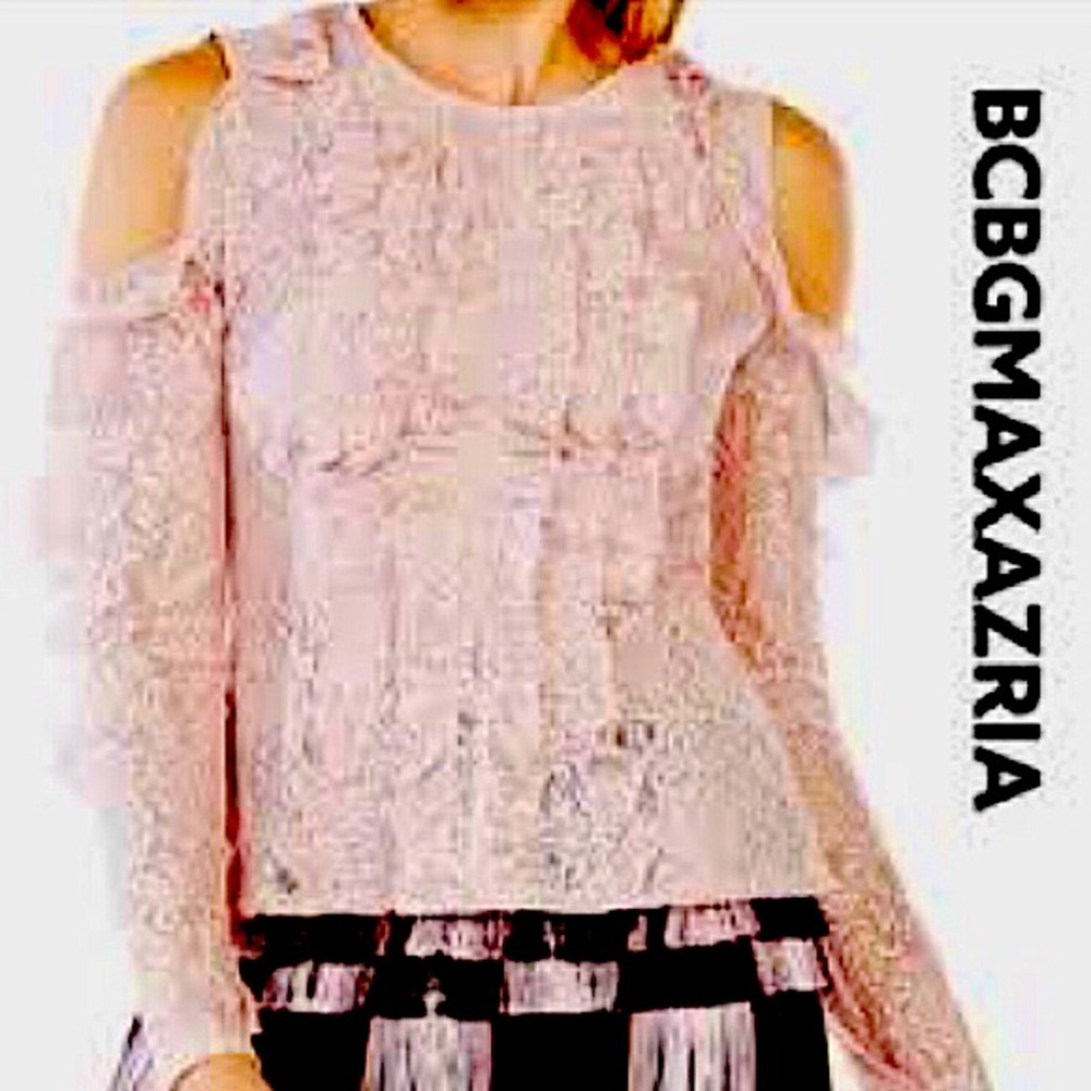 BCBG ruffle sleeve cold shoulder top